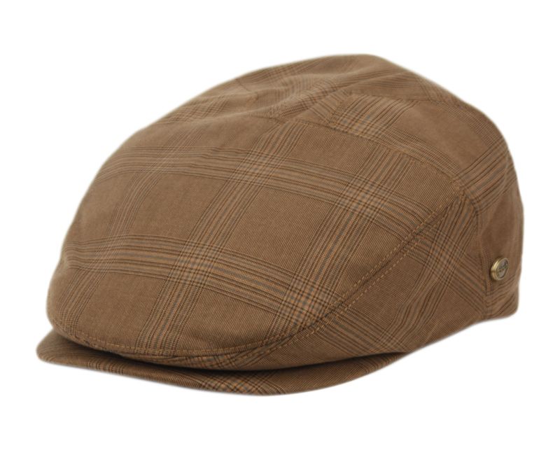 12 Wholesale Slim Fit Six Panel Check Ivy Caps In Brown