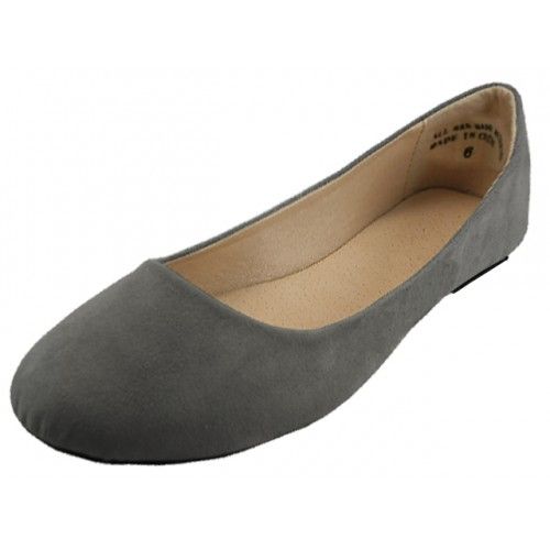 18 Pairs of Women's Micro Suede Walking Ballet Flats Gray Color