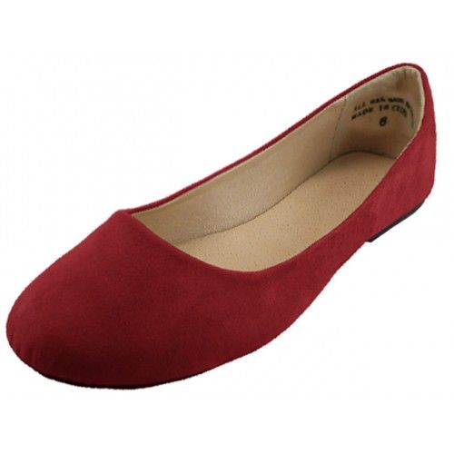 18 Pairs of Women's Micro Suede Walking Ballet Flats Maroon Color