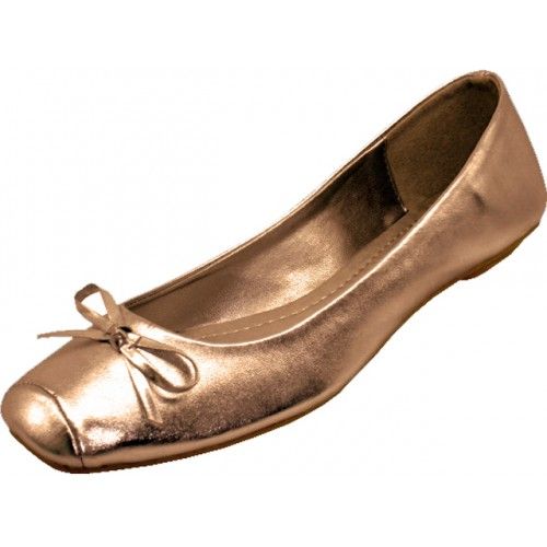 36 Pairs of Women's Square Toe Ballet Flat Shoe Bronze Color