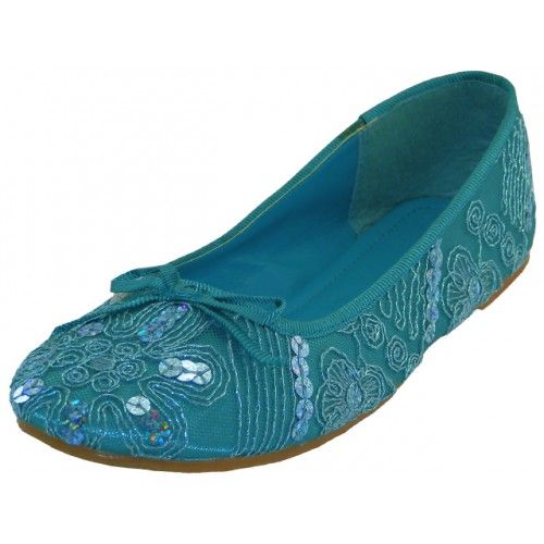 18 Wholesale Women's Sequin Ballet Flat Shoes Intorquoise - at -  wholesalesockdeals.com