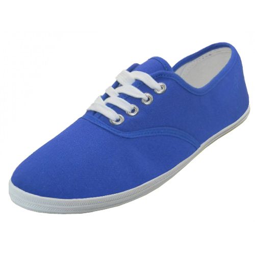 24 Wholesale Women's Casual Canvas Lace Up Shoes In Royal Blue