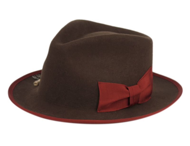 Chocolate Brown Felt Feather Fedora