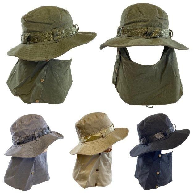 24 Pieces Cotton Soft Boonie Hat With SnaP-Up Neck And Face Cover