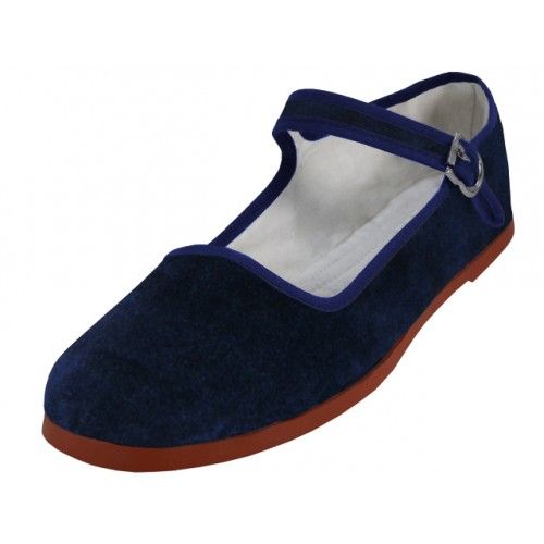 36 Pairs of Women's Velvet Upper Classic Mary Jane Shoes In Navy Color