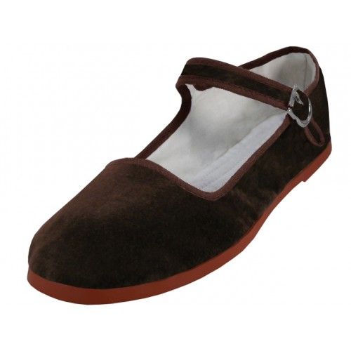 36 Pairs of Women's Velvet Upper Classic Mary Jane Shoes In Brown Color