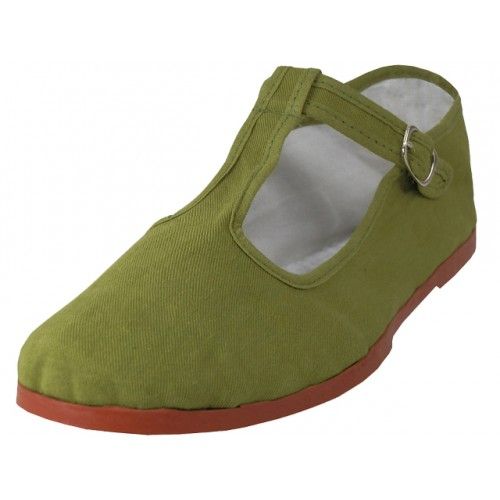 36 Pairs of Women's T-Strap Cotton Upper Classic Mary Jane Shoes In Khaki