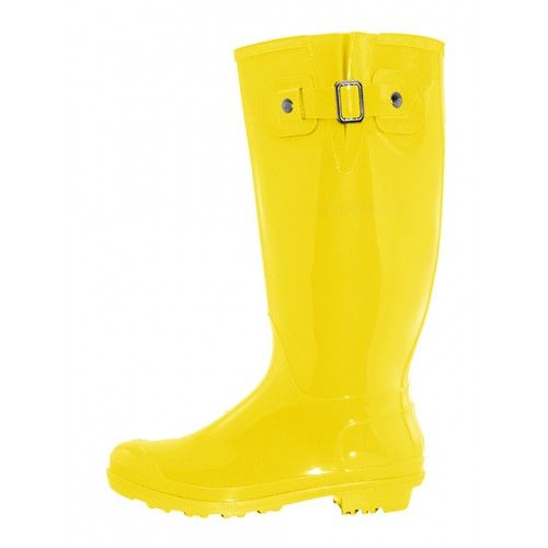 12 Wholesale Women's 15.5 Inches Water Proof With Buckle Soft Rubber Rain Boots In Yellow