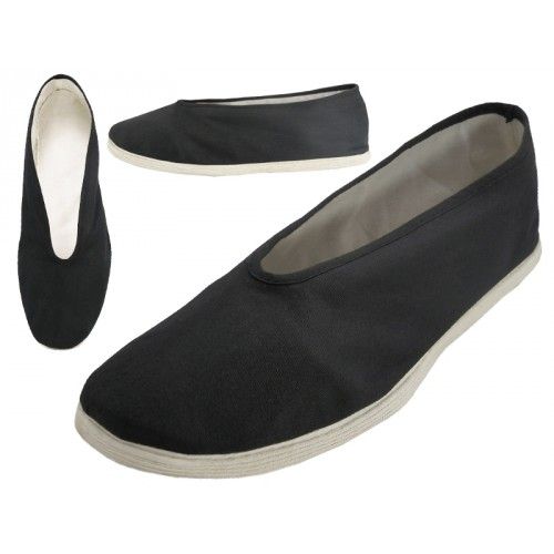 36 Wholesale Men's Slip On V Top Cotton Upper & White Cotton Out Sole Kung Fu Tai Chi Shoes