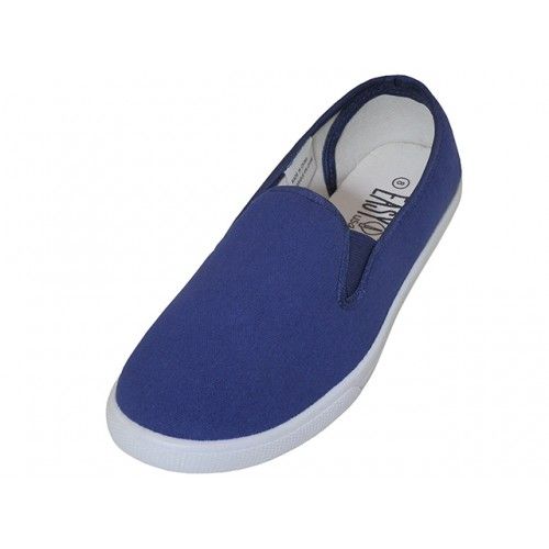 24 Pairs of Mens Slip On Twin Gore Upper Casual Canvas Shoes In Navy