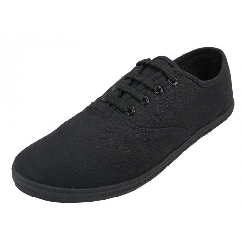 24 Pairs of Mens Casual Canvas Lace Up Shoes In Black