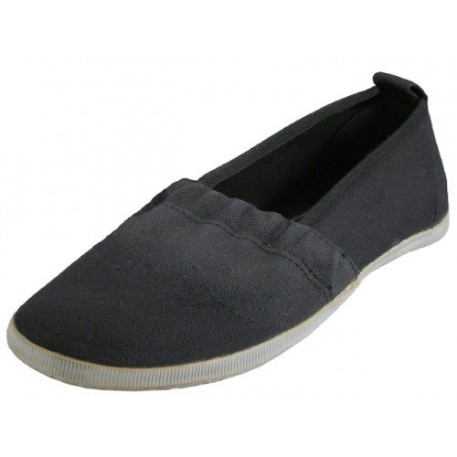 36 Pairs of Elastic Upper Slip On Canvas Shoes Black Color