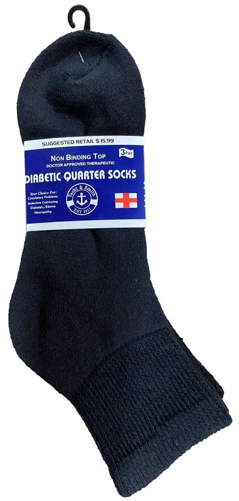 240 Wholesale Yacht & Smith Women's Diabetic Cotton Ankle Socks Soft NoN-Binding Comfort Socks Size 9-11 Black Bulk Pack