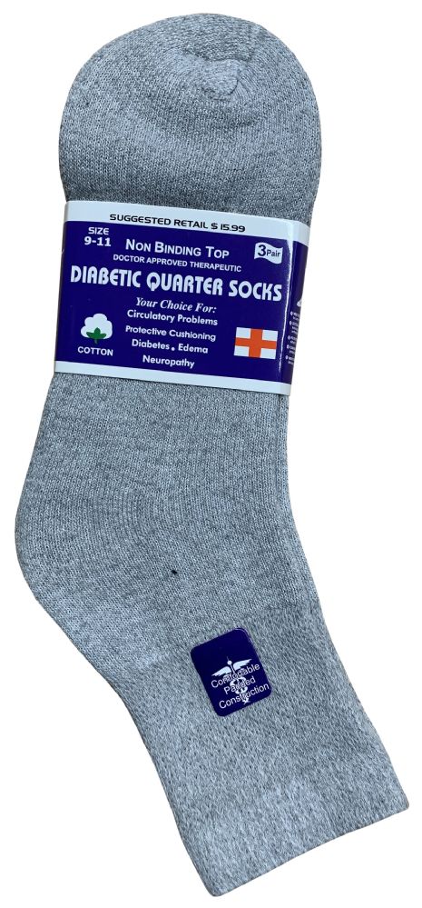 120 Wholesale Yacht & Smith Women's Diabetic Cotton Ankle Socks Soft NoN-Binding Comfort Socks Size 9-11 Gray Bulk Pack