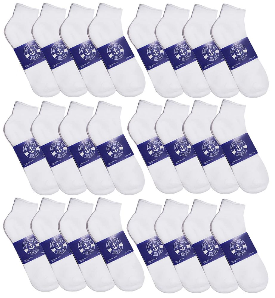 72 Pairs of Yacht & Smith Men's Cotton White Sport Ankle Socks