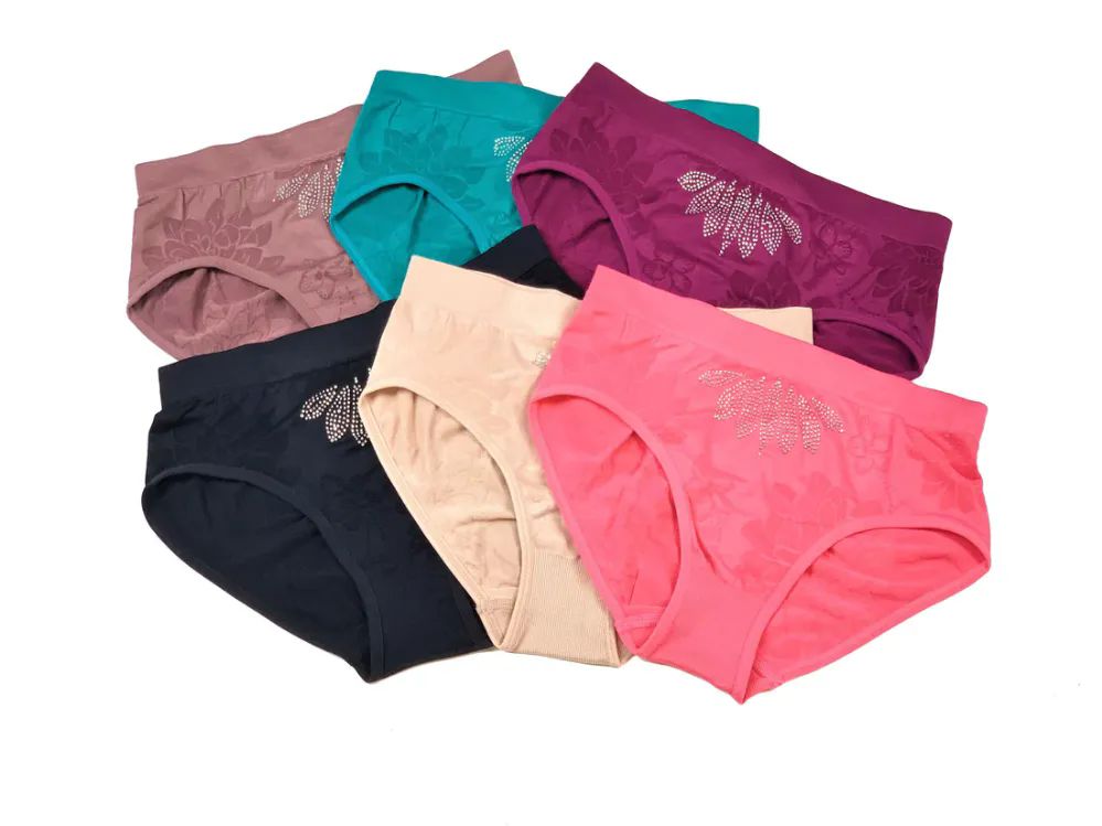 48 Pieces of Lady's Seamless Briefs With Rhinestones