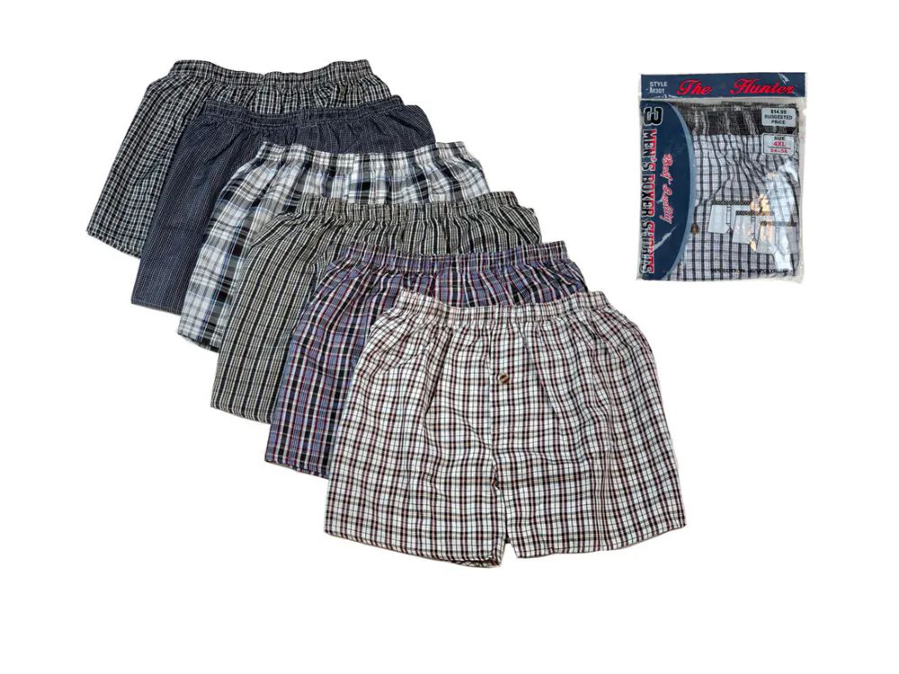 36 Wholesale Men Woven Plus Size Boxer Shorts WSD