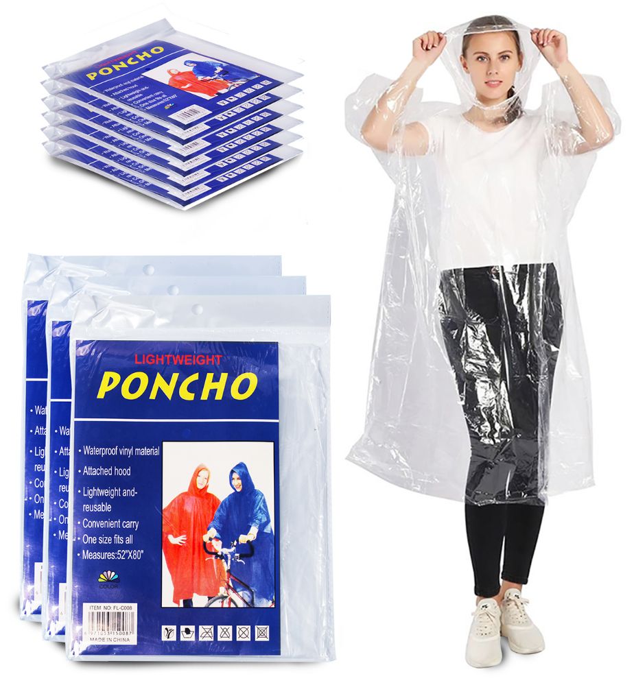 72 Pieces of Yacht & Smith Adult Unisex Reusable Rain Poncho With Hood (clear)