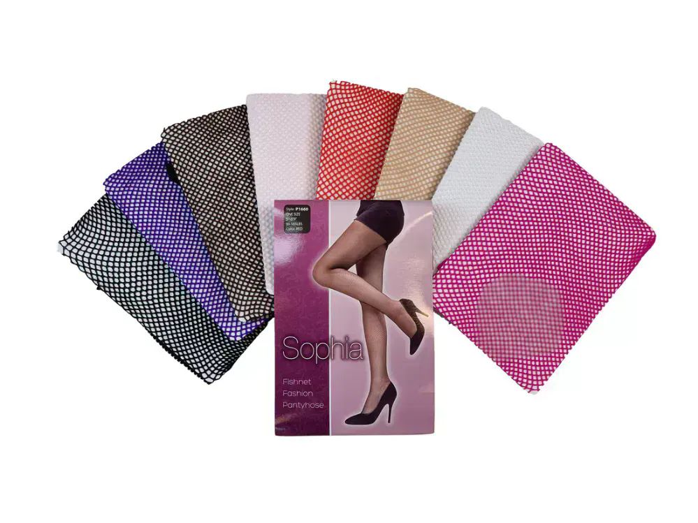 48 Pieces of Ladies' Nylon Fishnet Pantyhose One Size In Black