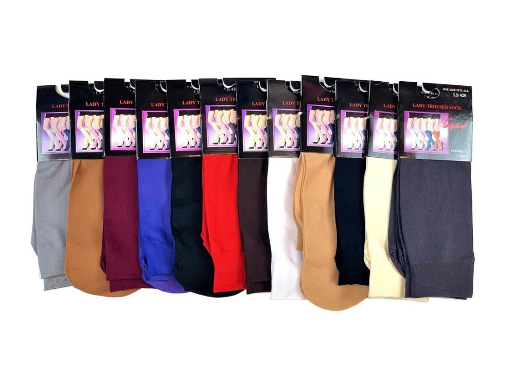 72 Wholesale Ladies' Trouser Socks In Burgandy One Size