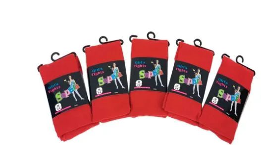 36 Pairs of Girls Acrylic Tights In Red