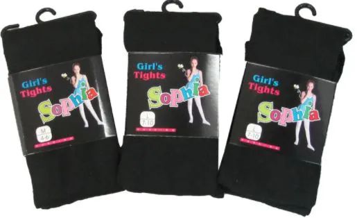 36 Pairs of Girls Acrylic Tights In Black
