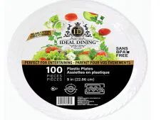 4 Pieces of Ideal Dining Plastic Plate 9in White 100CT