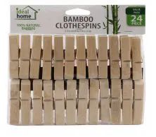 96 Pieces of Ideal Home Bamboo Clothes Pin 24 Count Jumbo