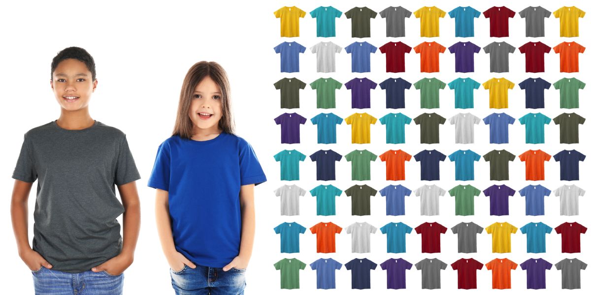 72 pairs of Kids Unisex Cotton Crew Neck T-Shirts, Assorted Sizes And Colors, Bulk Wholesale