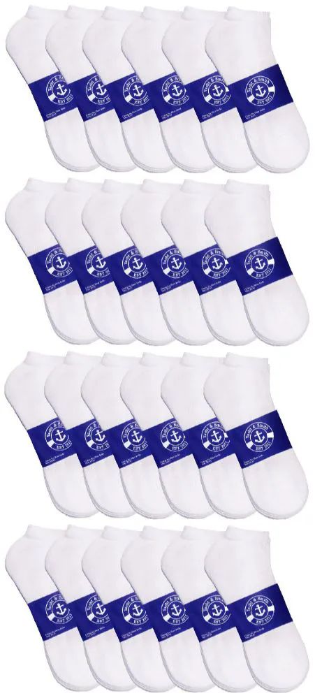 24 pairs of Yacht & Smith Men's Cotton White No Show Ankle Socks