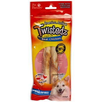 24 Pieces of Dog Treats Chicken Meat Wrap 2pk 5 Inch Chip Rolls American Beefhide #27282