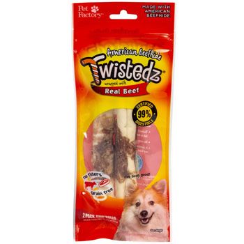 24 Pieces of Dog Treats Beef Meat Wrap 2pk 5in Twistedz Chip Rolls American Beefhide #27682