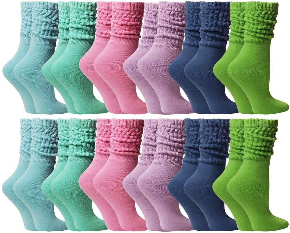 36 Wholesale Yacht & Smith Slouch Socks For Women, Assorted Colors Size 9-11 - Womens Crew Sock