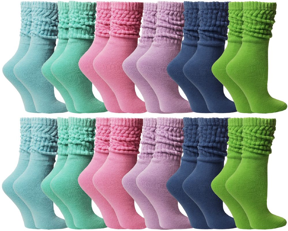 108 Wholesale Yacht & Smith Slouch Socks For Women, Assorted Colors