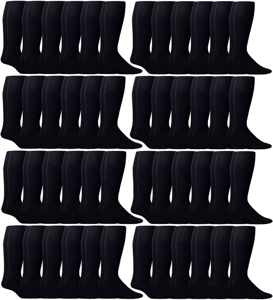 48 Pairs of Yacht & Smith Men's Navy Cotton Terry Athletic Tube Socks, Size 10-13