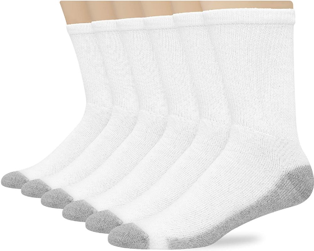 Hanes Mens White Cushioned Crew Socks, Shoe Size 12-15 - at - yachtandsmith.com - yachtandsmith.com