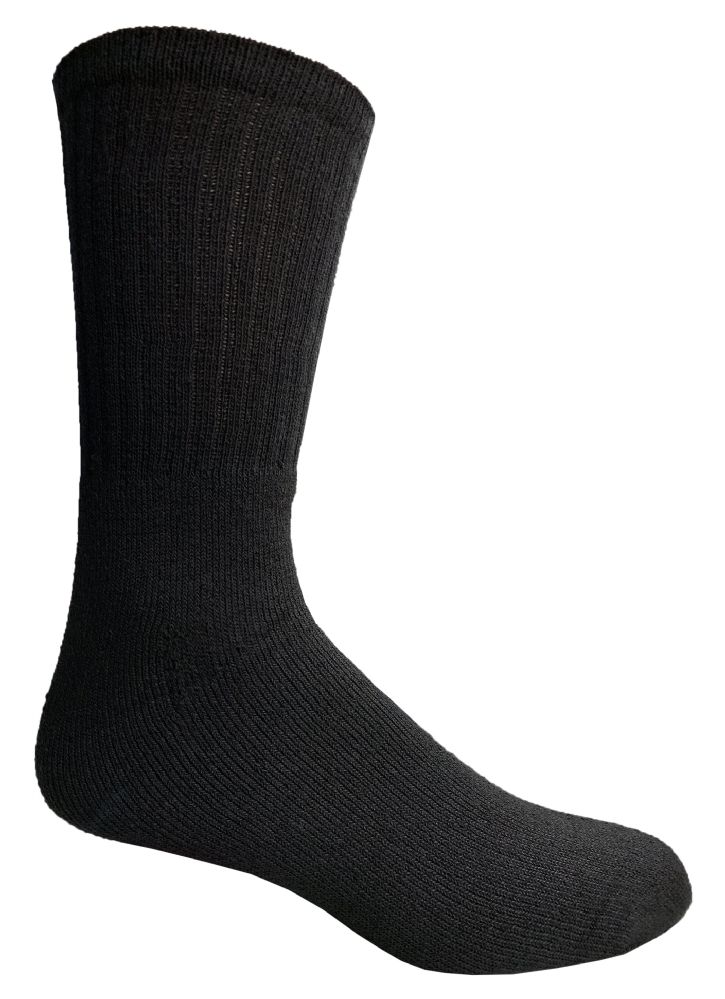 36 Pairs of Hanes Mens Black Cushioned Crew Socks, Shoe Size 12-15