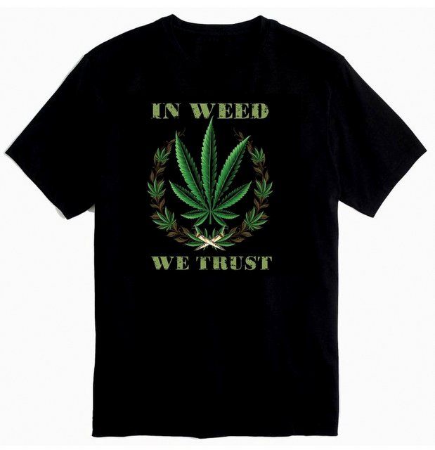 12 Wholesale Black Tshirt In Weed We Trust Plus Size