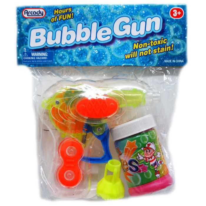 72 Pieces 4.5" W/u LighT-Up Bubble Gun In Poly Bag W/header, 3 Assrt - Bubbles