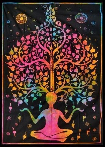 5 Pieces of Yoga Tree Graphic Design Tie Dye Tapestry