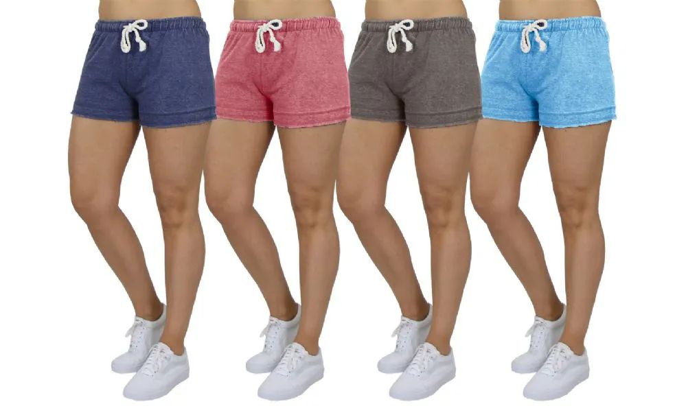 72 Wholesale Women's Soft Fleece Lounge Shorts Assorted Sizes In Light Blue