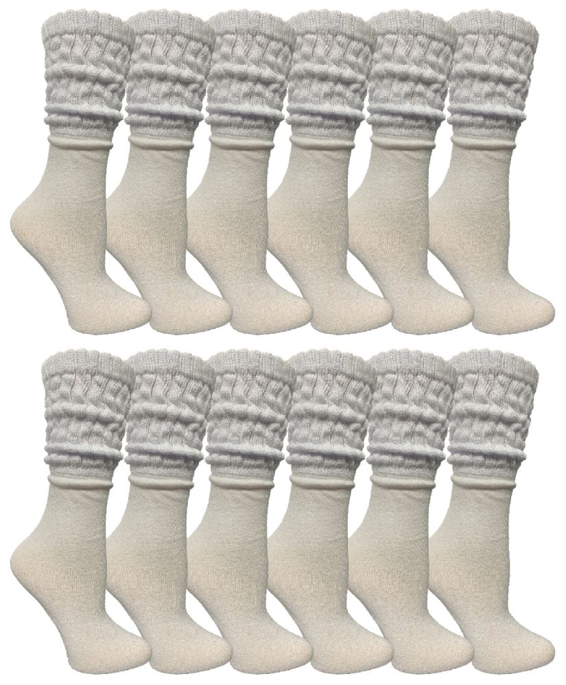24 Wholesale Yacht & Smith Slouch Socks For Women, Solid White Size 9-11 - Womens Crew Sock	