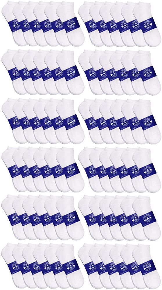 72 pairs of Yacht & Smith Men's Cotton White No Show Ankle Socks
