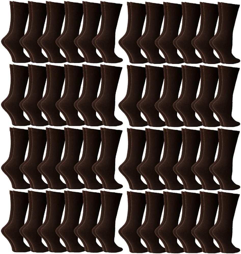 240 Pairs of Yacht & Smith Women's Brown Sports Crew Socks, Size 9-11, Bulk Pack