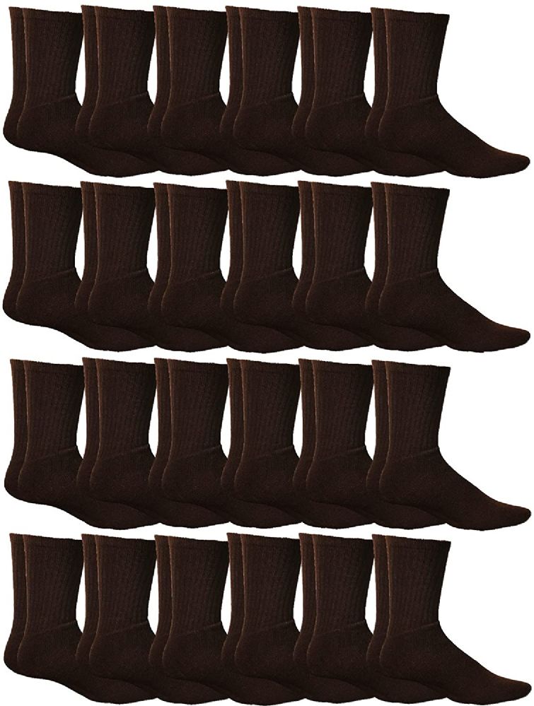 24 Pairs of Yacht & Smith Women's Sports Crew Socks, Size 9-11, Brown