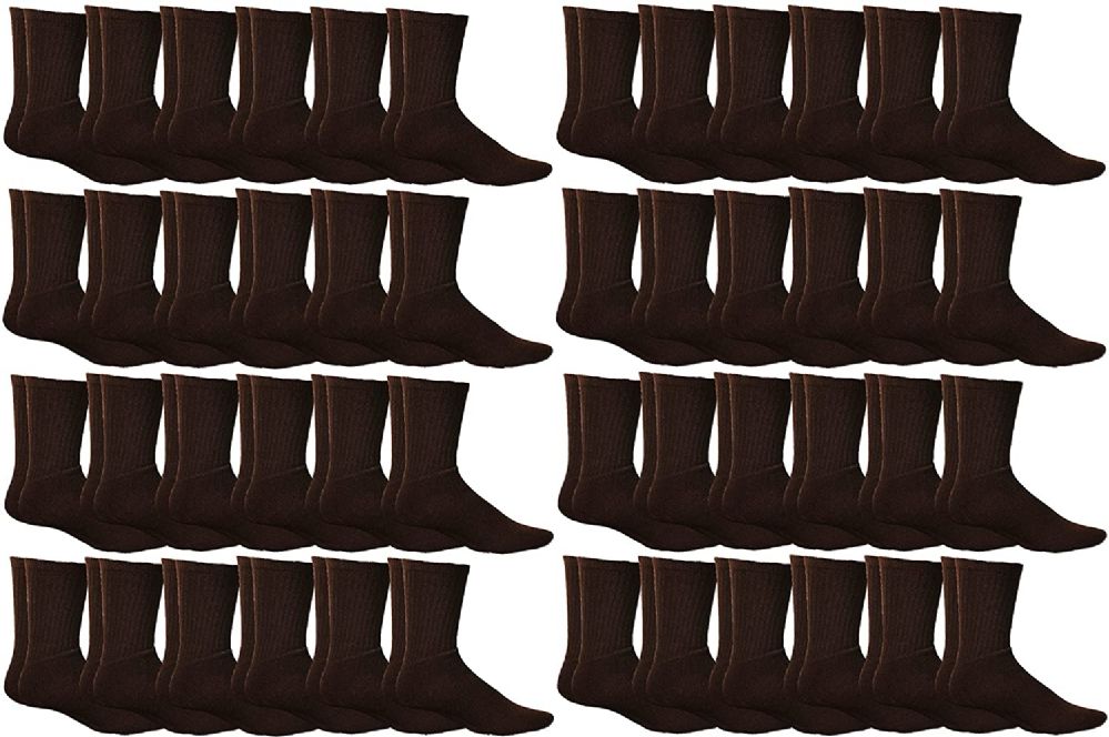 48 Pairs of Yacht & Smith Women's Sports Crew Socks, Size 9-11, Brown