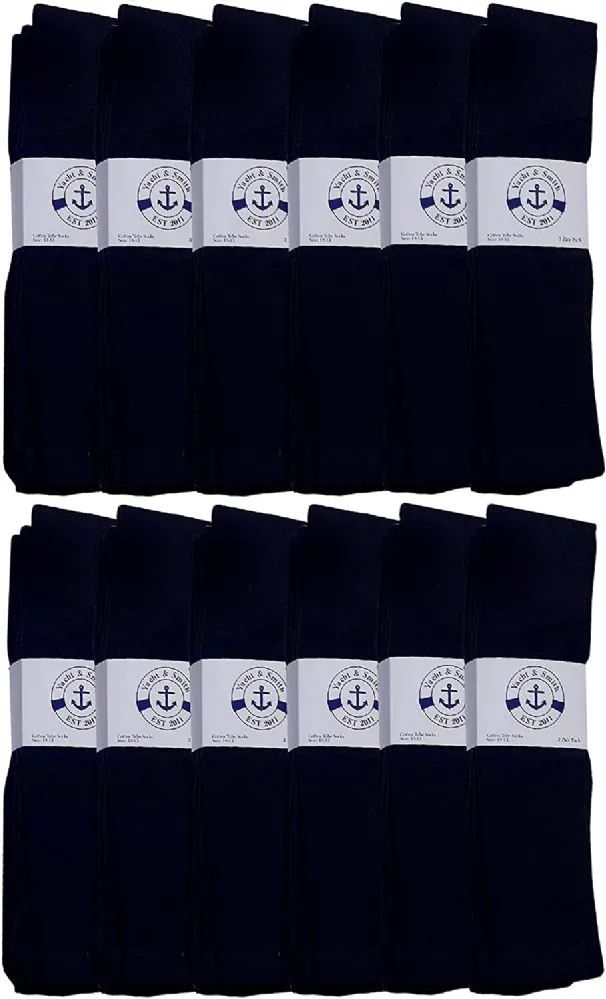 60 Pairs of Yacht & Smith 30 Inch Wholesale Men's Long Tube Socks, Cotton Sport Tube Socks Size 10-13 (navy Blue, 60)