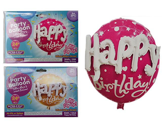 144 Wholesale Happy Birthday Foil Balloon PoP-up