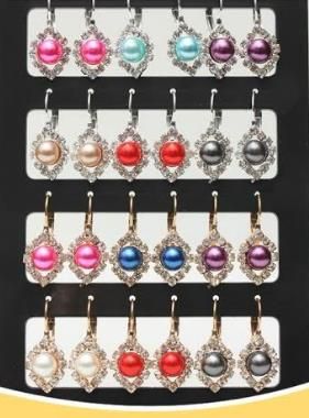 36 Pieces of Pearl With Rhinestone Stand Earring