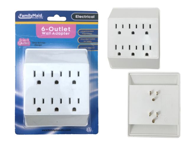 96 Pieces of Outlet Adapter 6 Plugs White Clr Etl Ul Std
